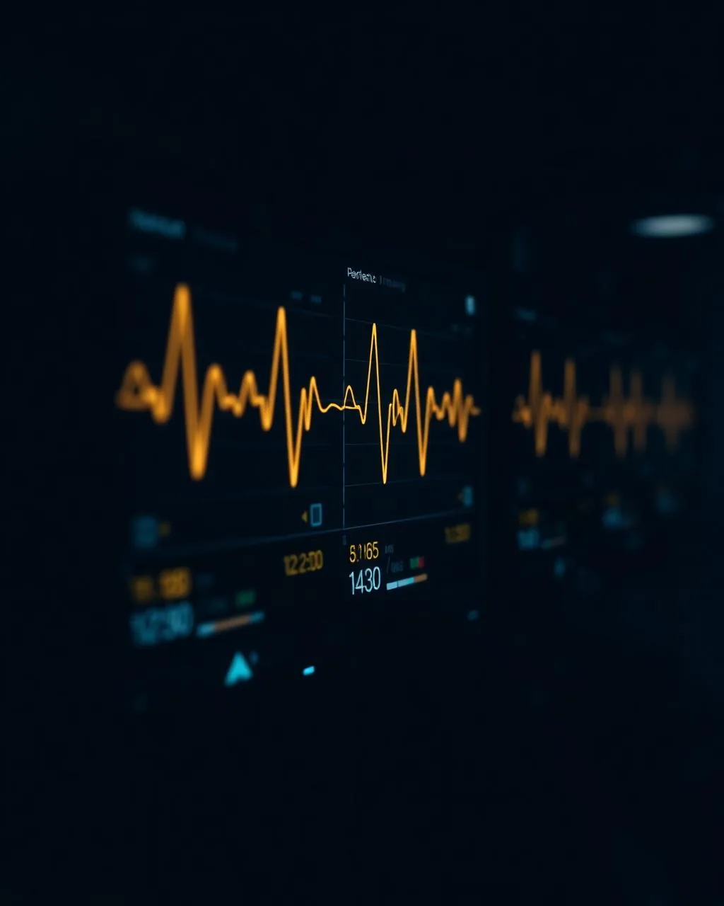 Monitor multiparâmetro em UTI cardiológica iluminado por luz noturna